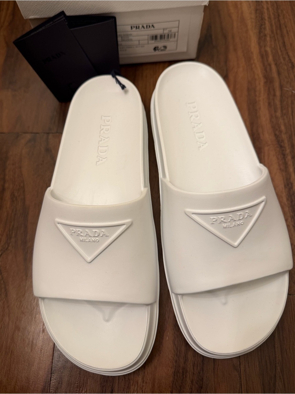 Prada White Women’s Logo Slide Sandals